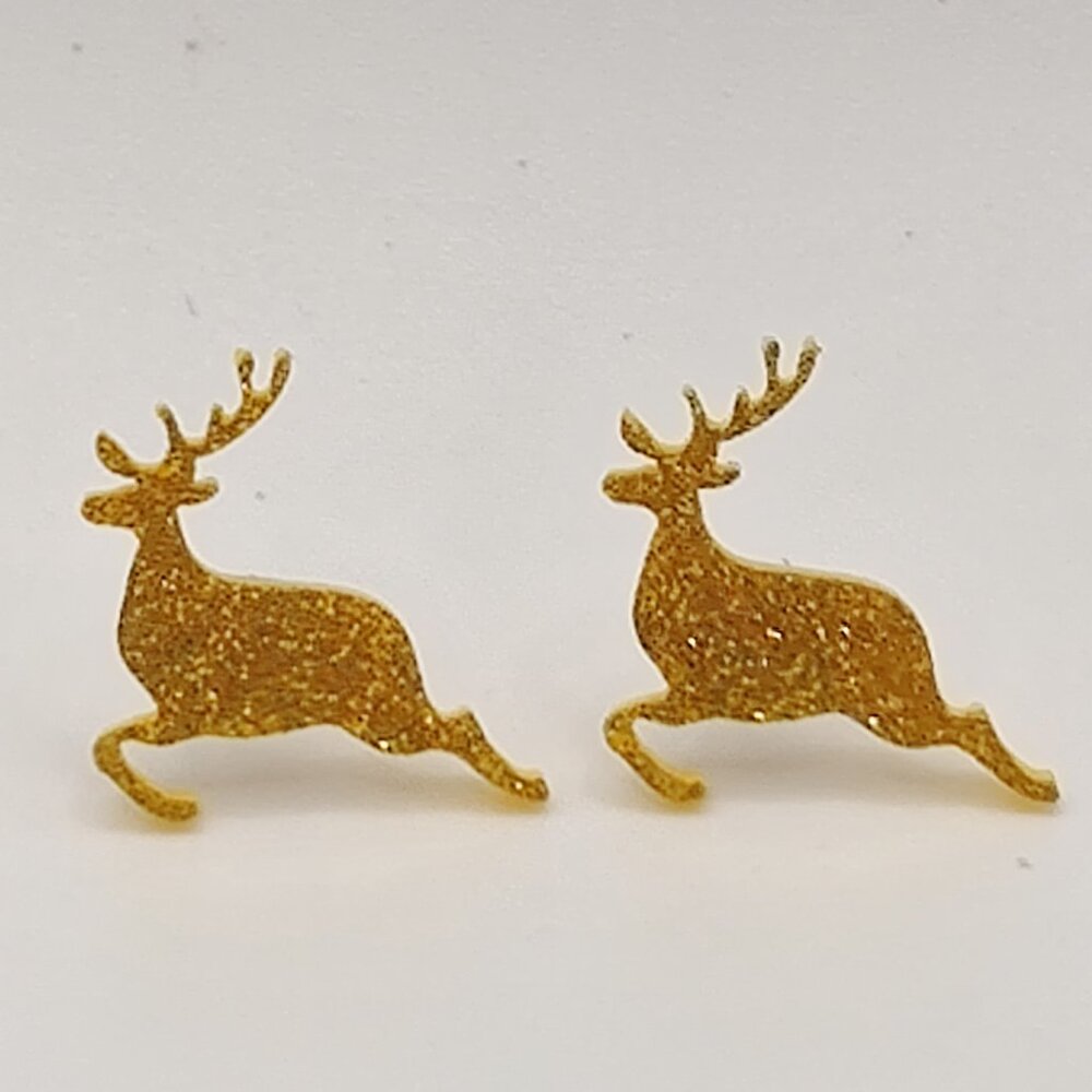 Gold Glitter Reindeer Earrings NWT Festive and Fun to celebrate Christmas 🎄